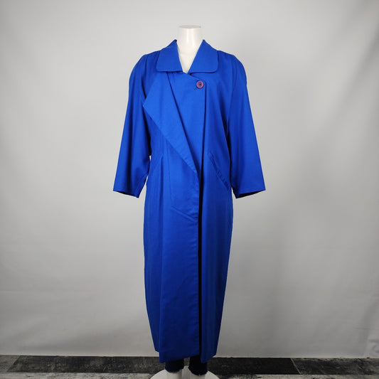 Vintage Debbie Shuchat Blue Wool Long Coat Size M