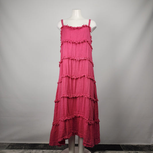 Grizas Pink Raw Hem Tiered Dress Size XL