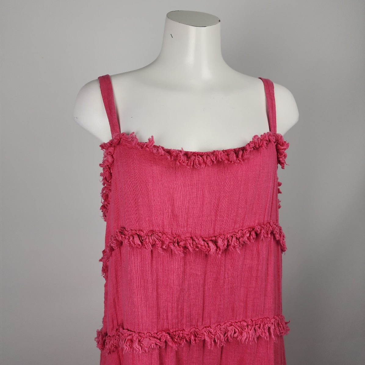 Grizas Pink Raw Hem Tiered Dress Size XL