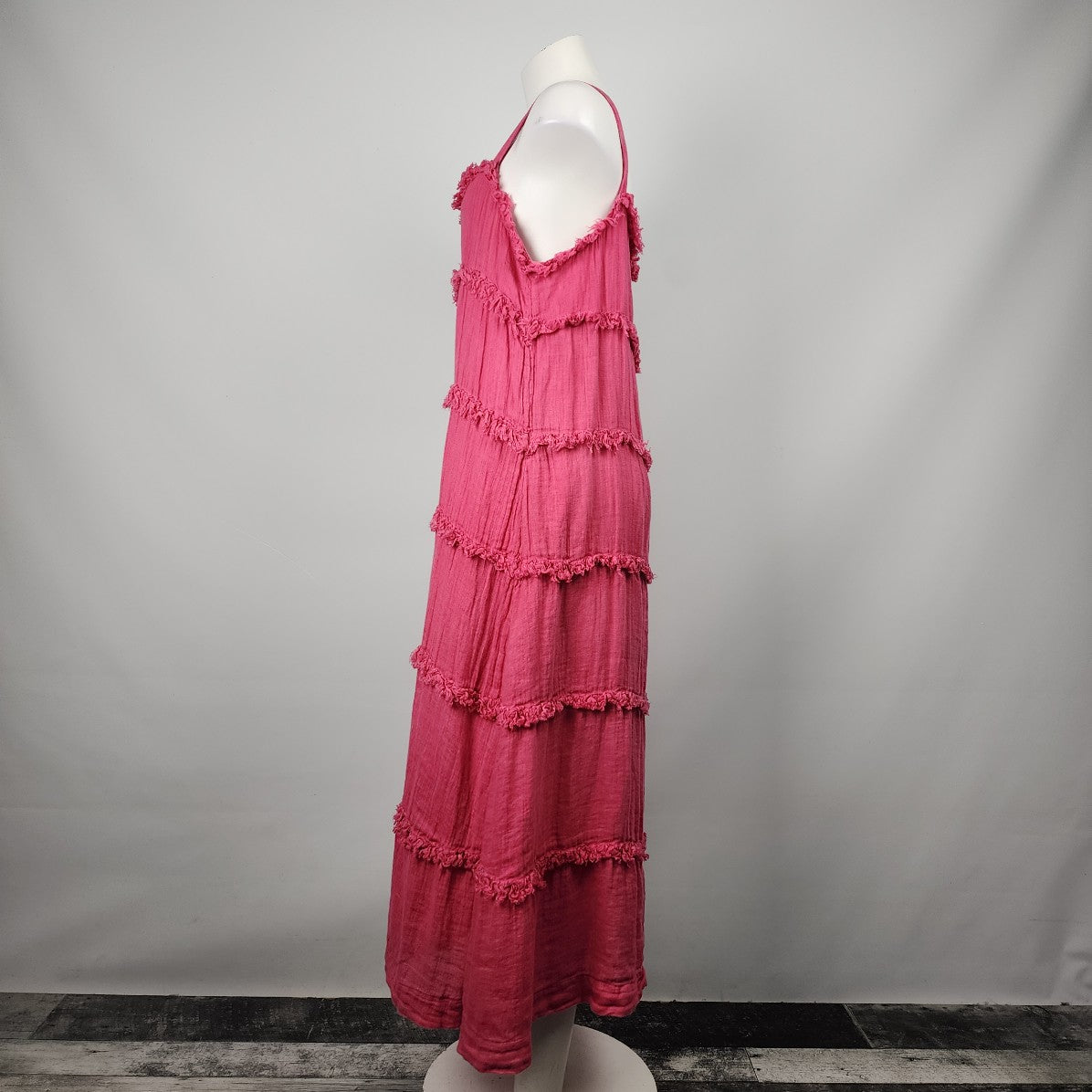 Grizas Pink Raw Hem Tiered Dress Size XL