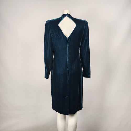 Vintage Nu Mode Green Velvet Long Sleeve Dress Size 7/8