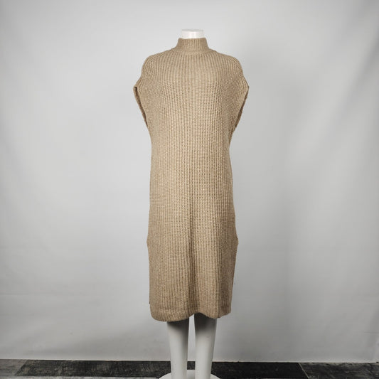 Fransa Taupe Knit Turtle Neck Dress Size S