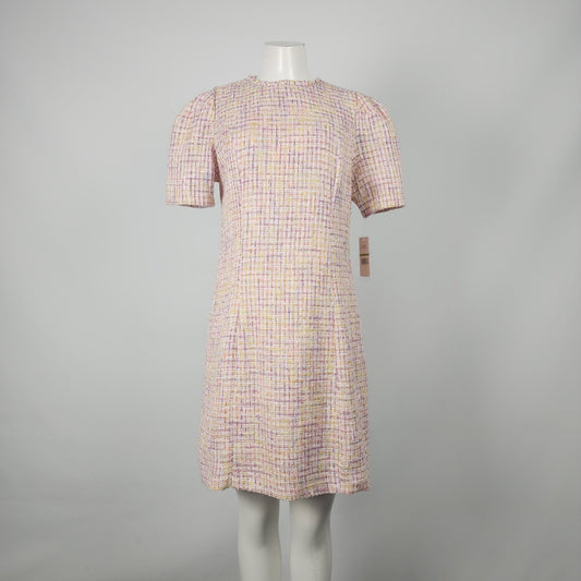 Nanette Lepore Pink Tweed Fringe Hem Sheath Dress Size 14