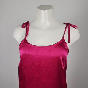 Vintage C.J. Selections Pink Silky Pleated Midi Slip Dress Size 7/8