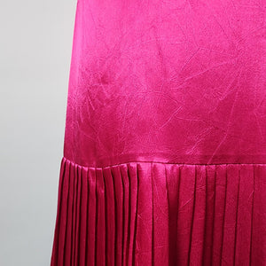 Vintage C.J. Selections Pink Silky Pleated Midi Slip Dress Size 7/8