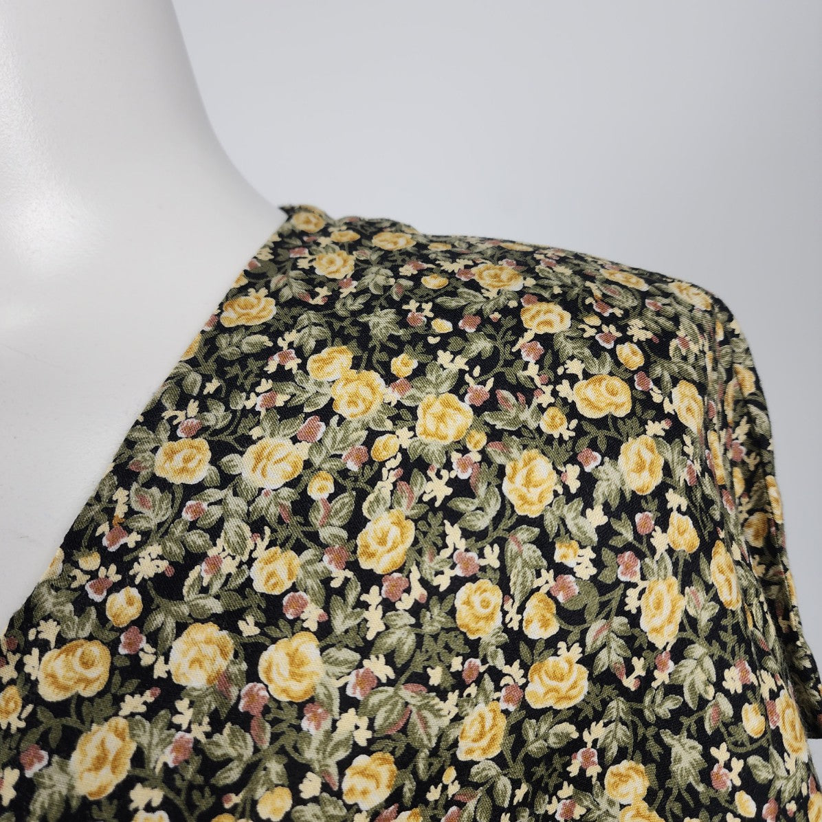 Vintage Yellow Flower Midi Dress Size S/M