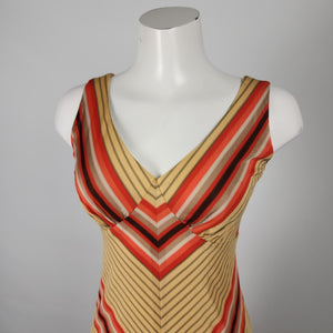 Vintage Nu Mode Red & Brown Maxi Dress Size S