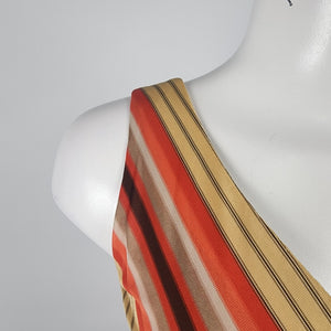 Vintage Nu Mode Red & Brown Maxi Dress Size S