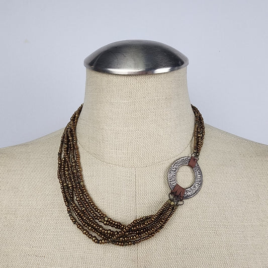 Silpada Metallic Bronze Bead & Sterling Silver Multi Strand Necklace