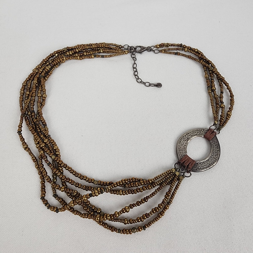 Silpada Metallic Bronze Bead & Sterling Silver Multi Strand Necklace