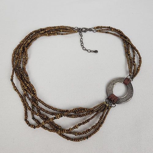 Silpada Metallic Bronze Bead & Sterling Silver Multi Strand Necklace