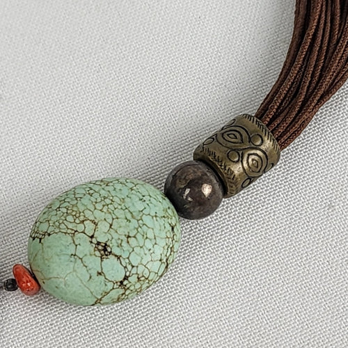SILPADA Sterling Silver Toggle Multi Strand Tigers Eye Howlite Necklace