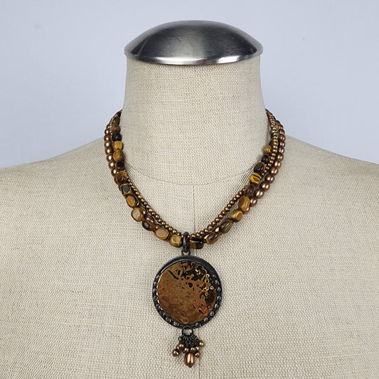 SILPADA Tigers Eye Bronze Pearl Sterling Silver Necklace