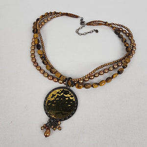 SILPADA Tigers Eye Bronze Pearl Sterling Silver Necklace