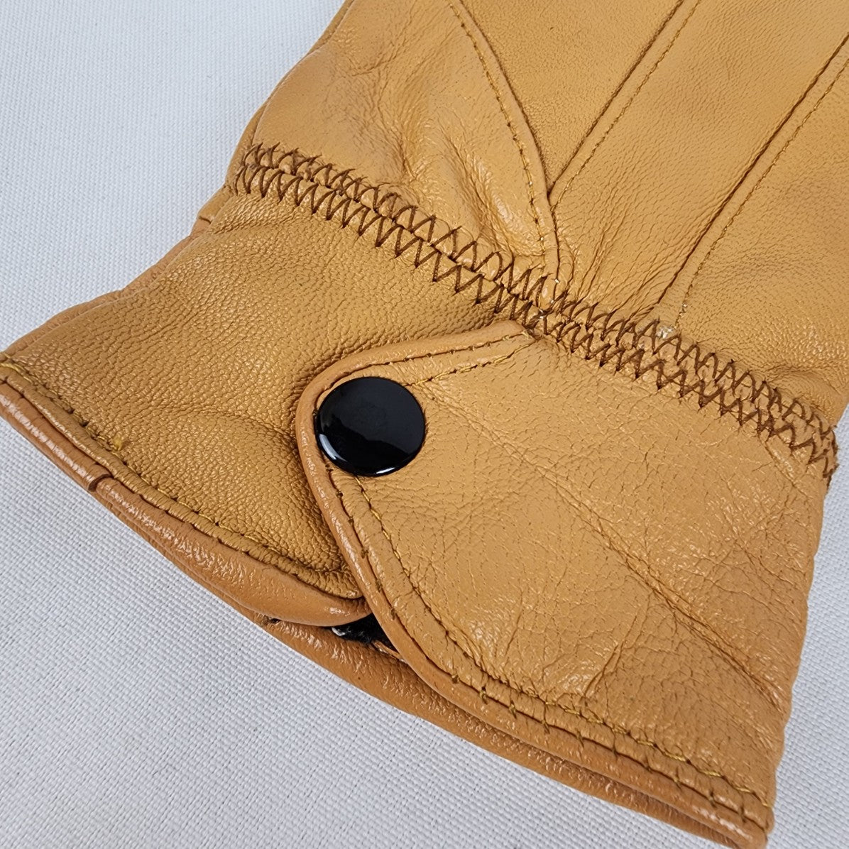 Yellow Leather Lined Gloves Size S