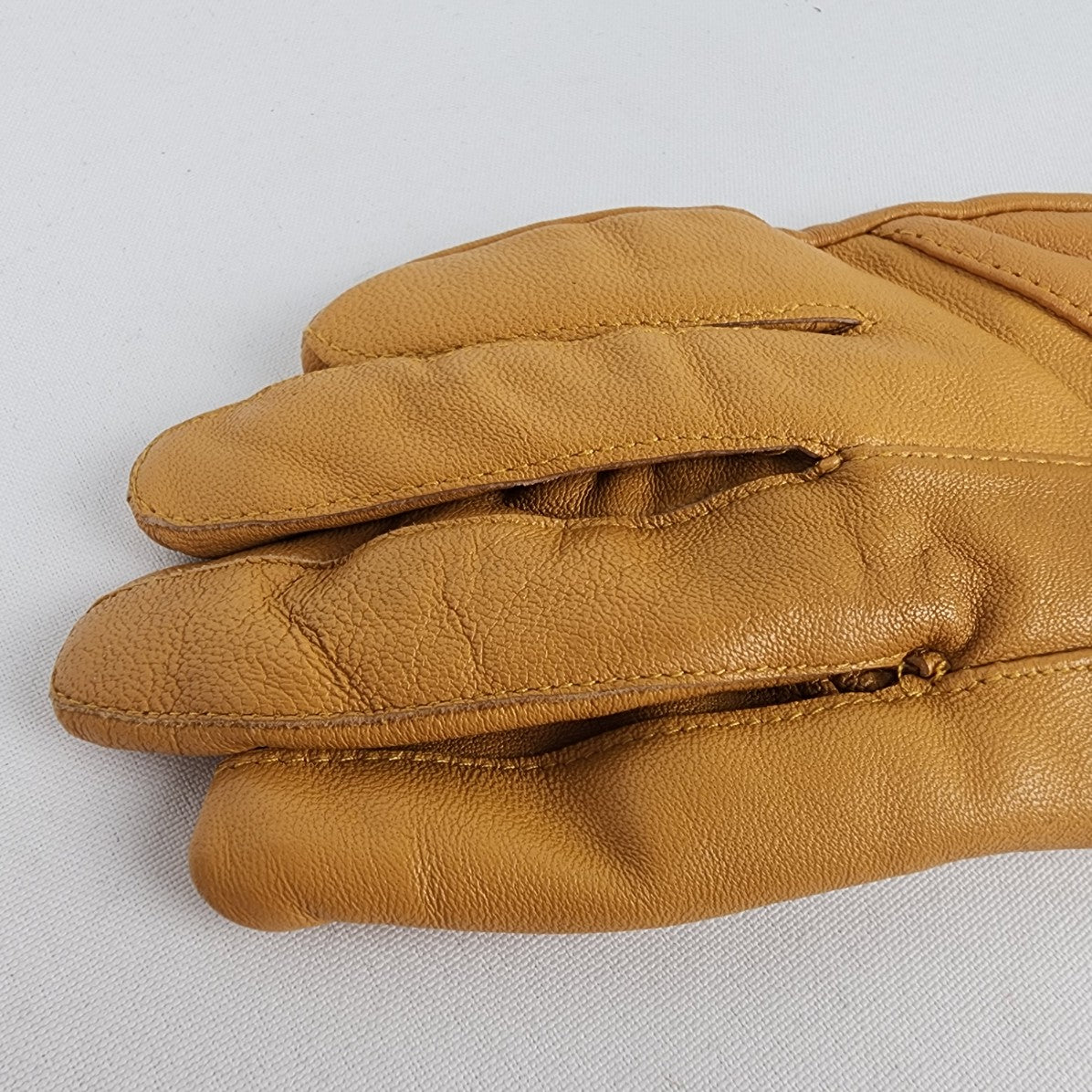 Yellow Leather Lined Gloves Size S