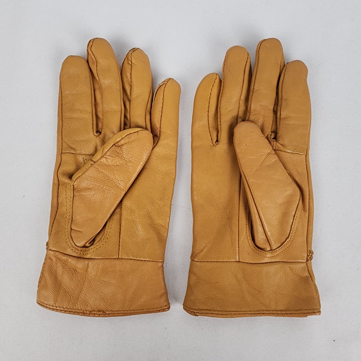 Yellow Leather Lined Gloves Size S