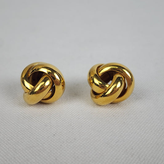 Vintage Gold Tone Knot Stud Earrings