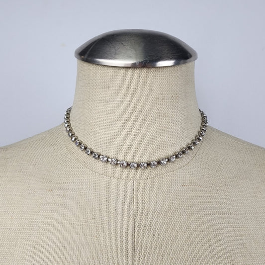 Vintage Silver Rhinestone Choker Necklace