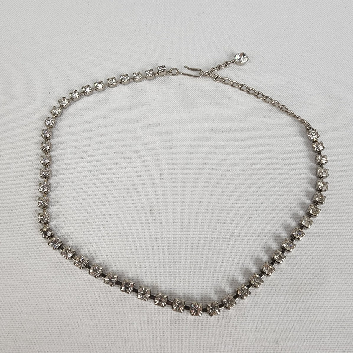 Vintage Silver Rhinestone Choker Necklace