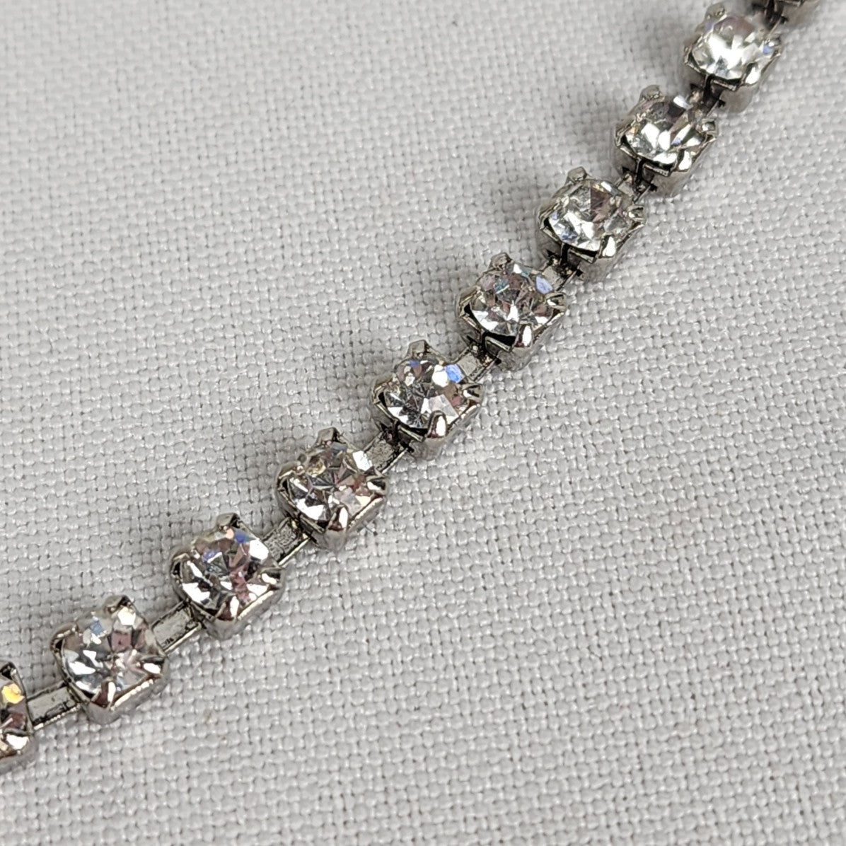 Vintage Silver Rhinestone Choker Necklace