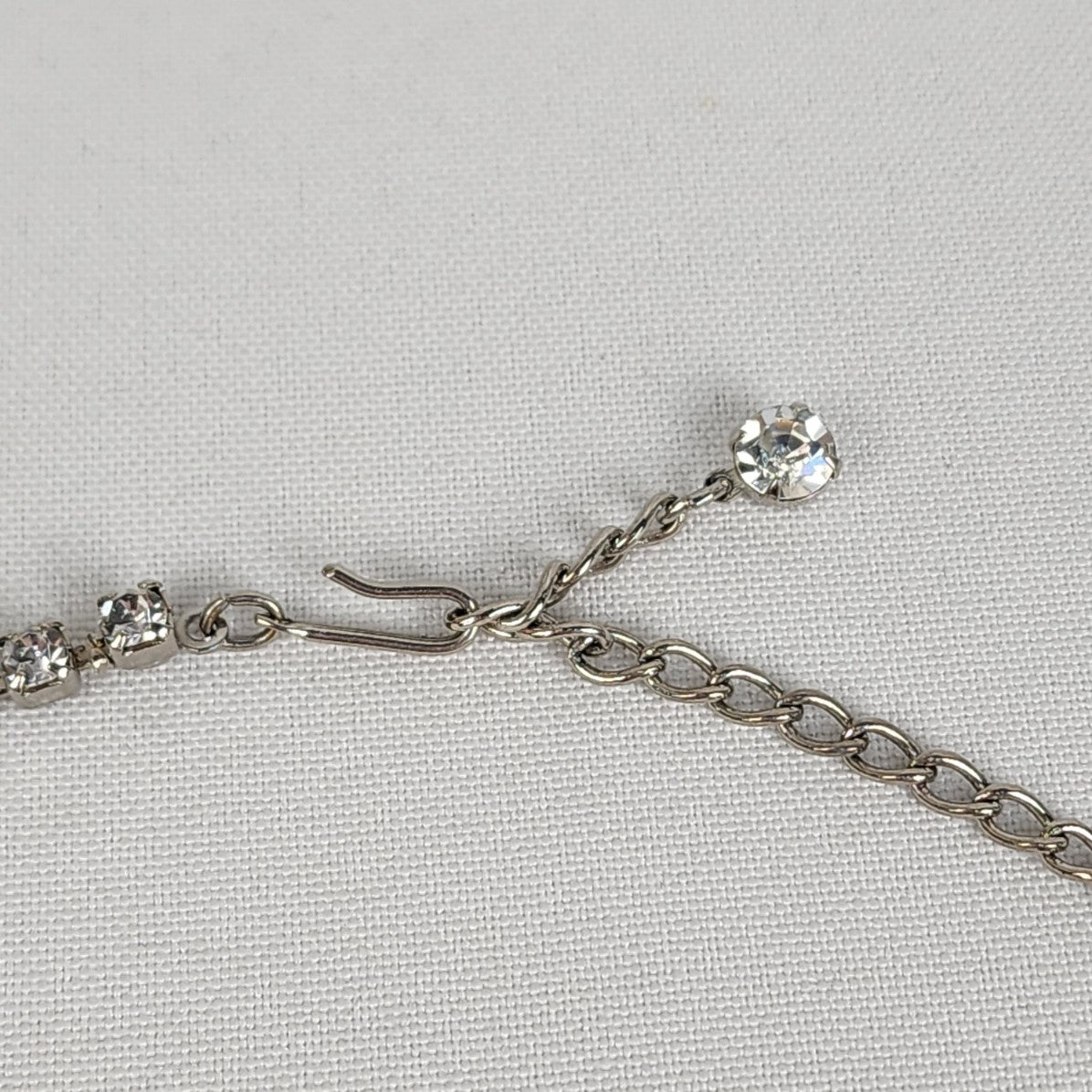 Vintage Silver Rhinestone Choker Necklace