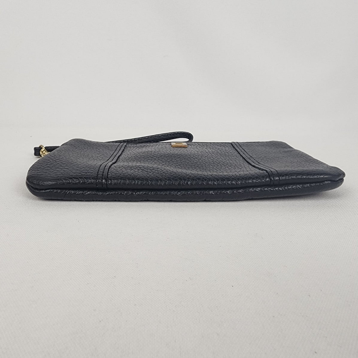 Lodis Black Leather Wristlet Clutch