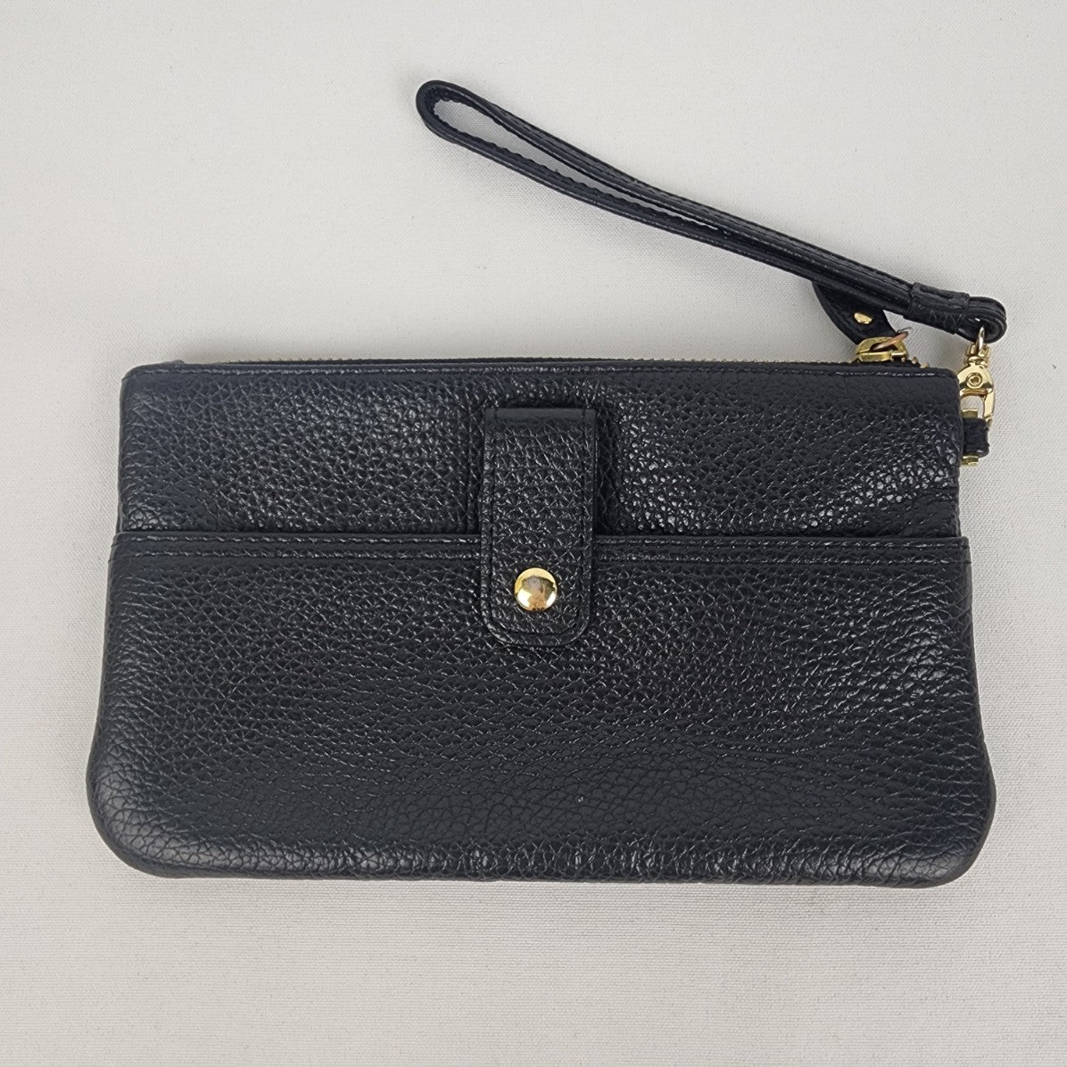 Lodis Black Leather Wristlet Clutch