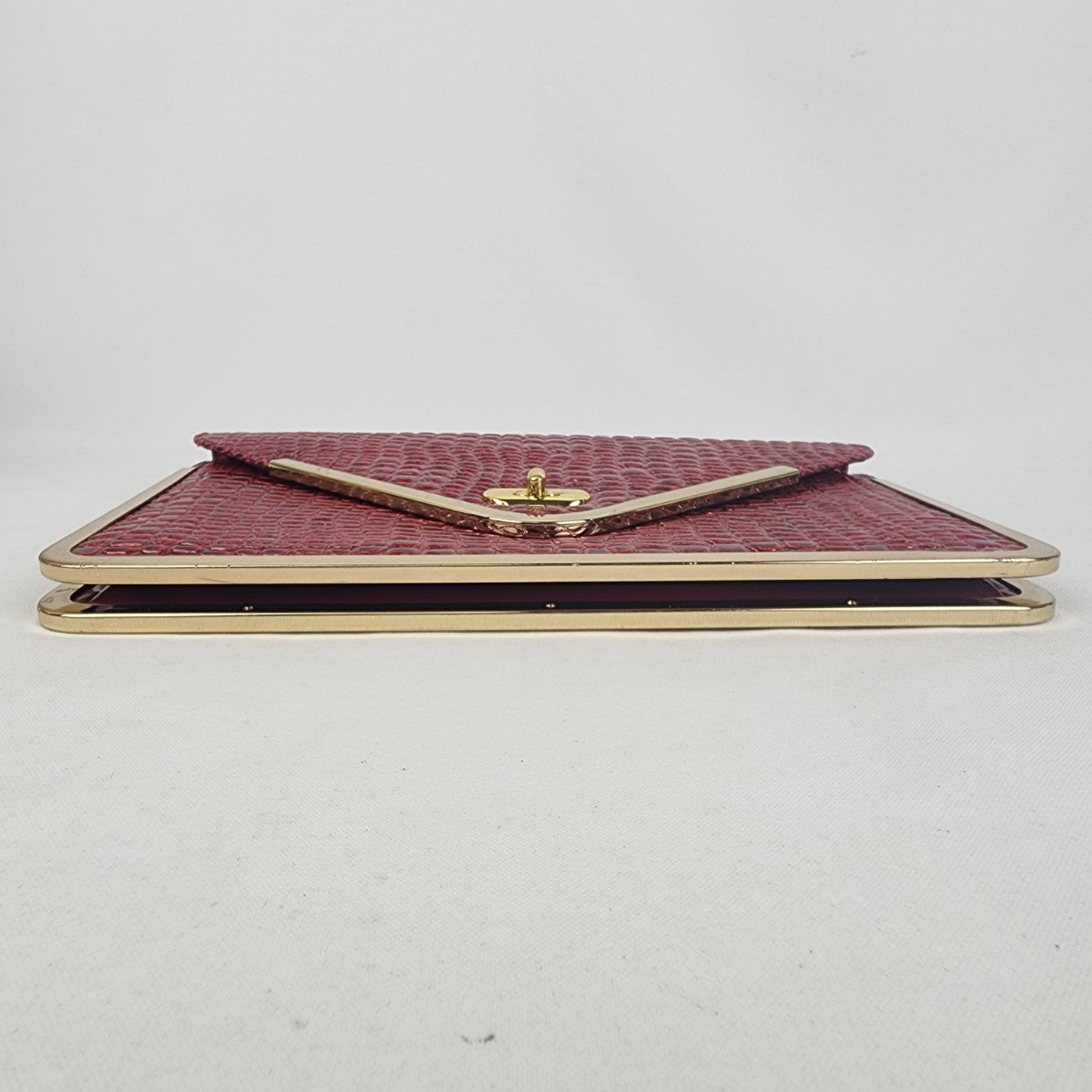 Vintage Red Croc Print Clutch Purse