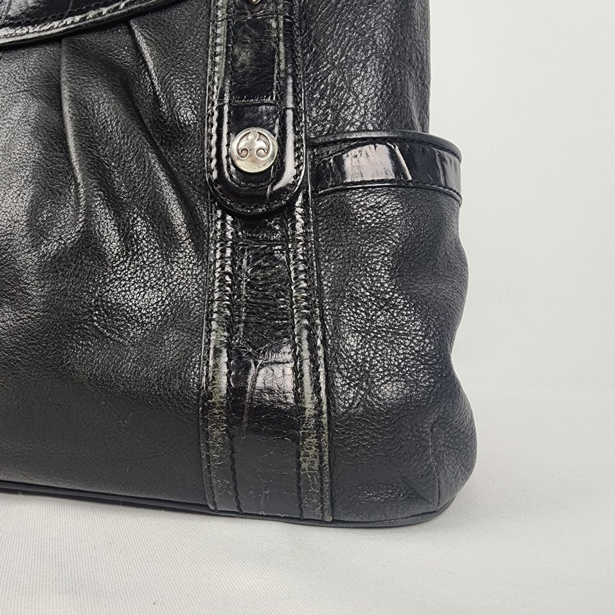 Brighton Black Leather Croc Print Tote Purse