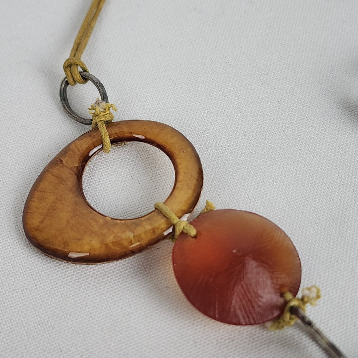 Natural Brown Beaded Disc Necklace