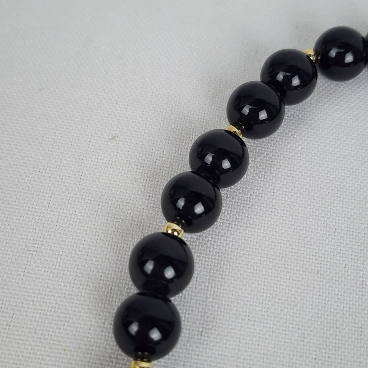 Vintage Gold Tone Black Beaded Collar Necklace