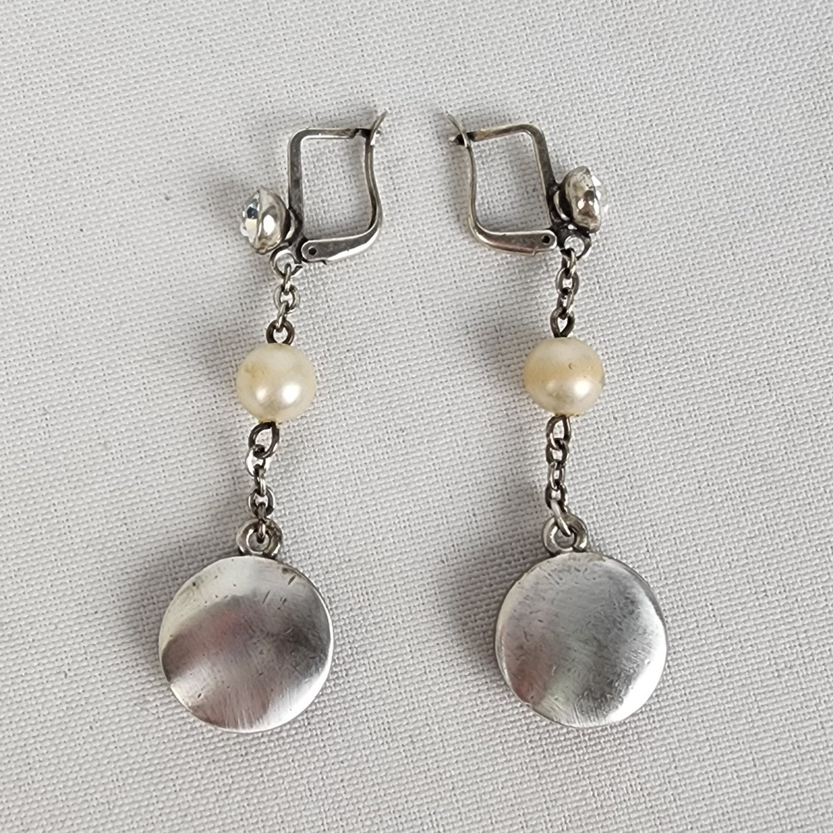 Wood & Faux Pearl Drop Earrings