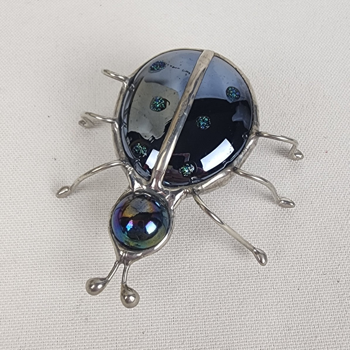 Vintage Glass Stone Spider Brooch