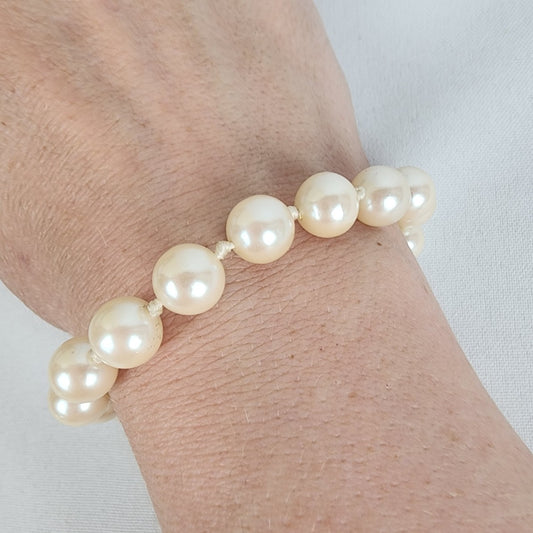 Vintage Faux Pearl Knotted Beaded Bracelet