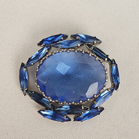 Vintage Blue Glass Statement Brooch