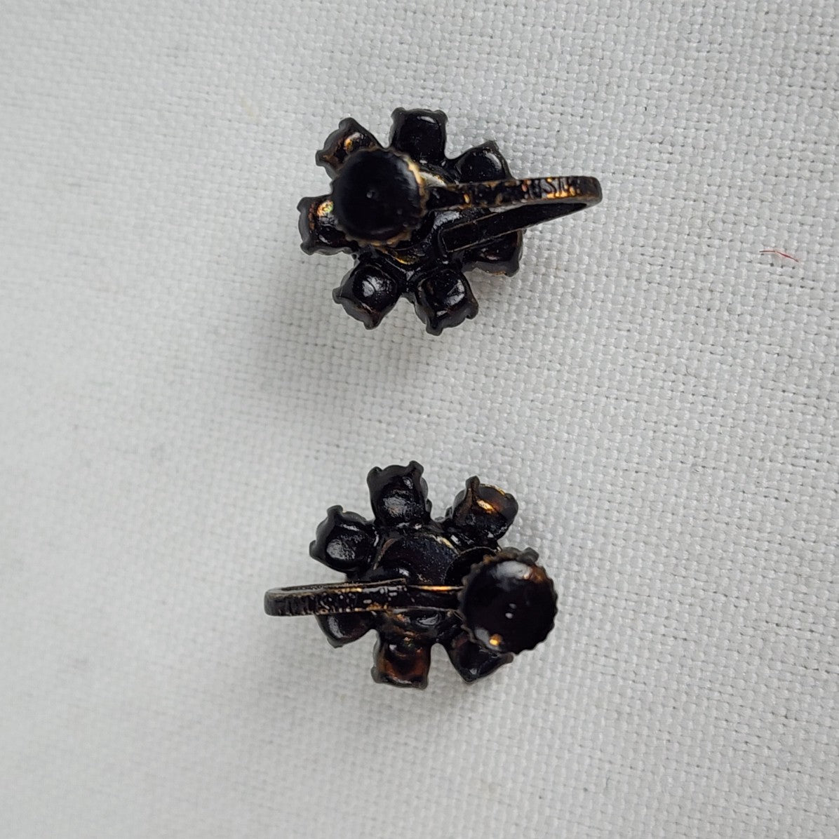 Vintage West Germany Black & Crystal Brooch & Screw Back Earring Set