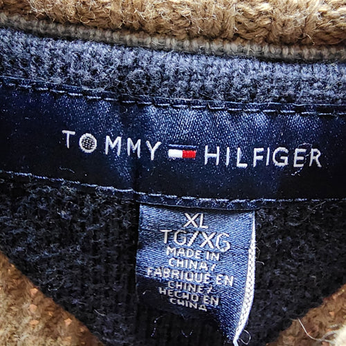 Tommy Hilfiger Brown Cotton Ribbed Knit Zip Up Jacket Size XL