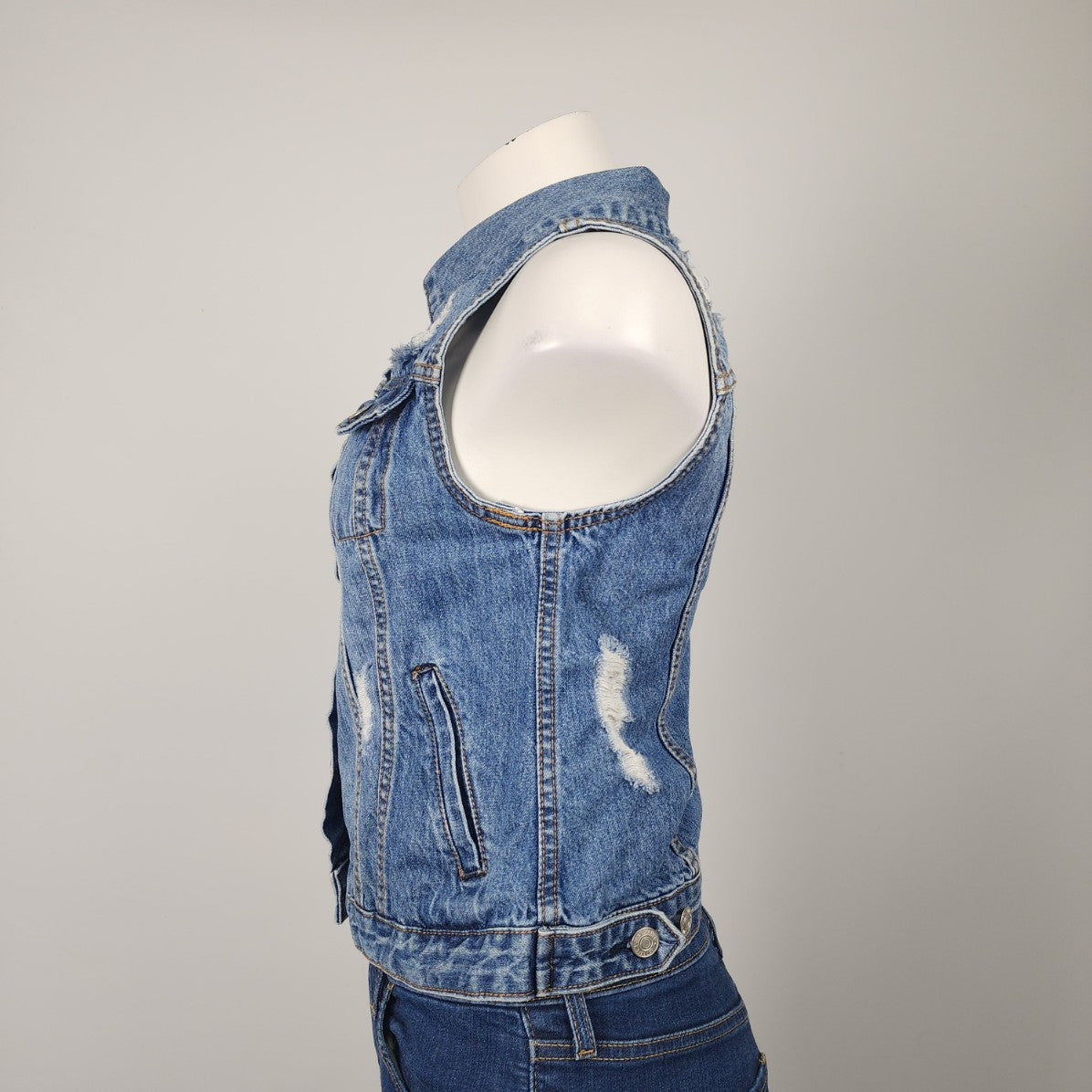 Just Jeans Cotton Distressed Denim Vest Size 10