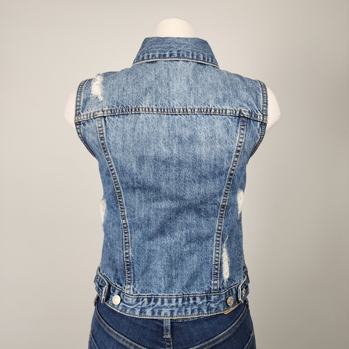 Just Jeans Cotton Distressed Denim Vest Size 10