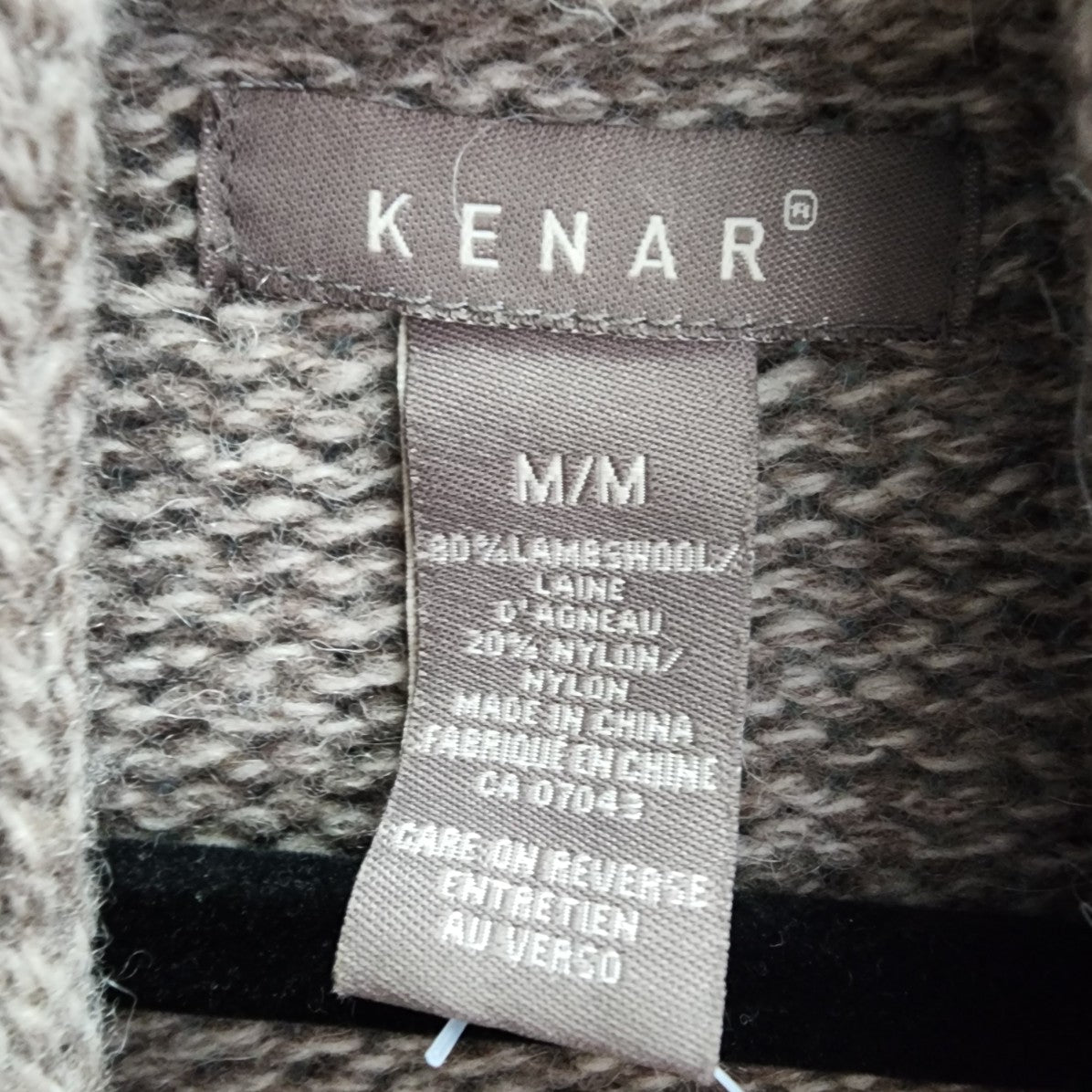 Kenar Beige Lambswool Button Up Knit Neck Tie Cardigan Jacket Size M