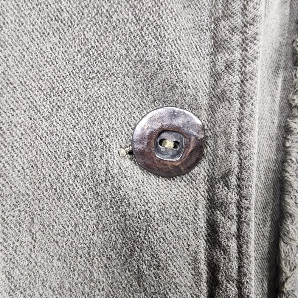 Vintage Fitz Olive Green Cotton Fringe Button Up Jacket Size L