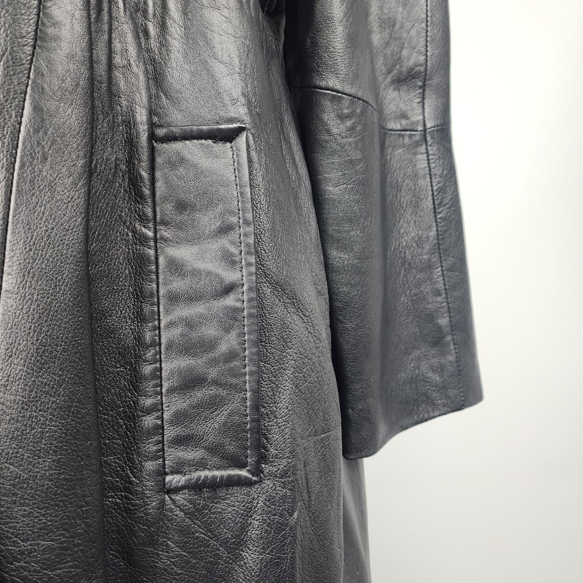 Vintage 80 A.D.A Black Leather Swing Coat Size M