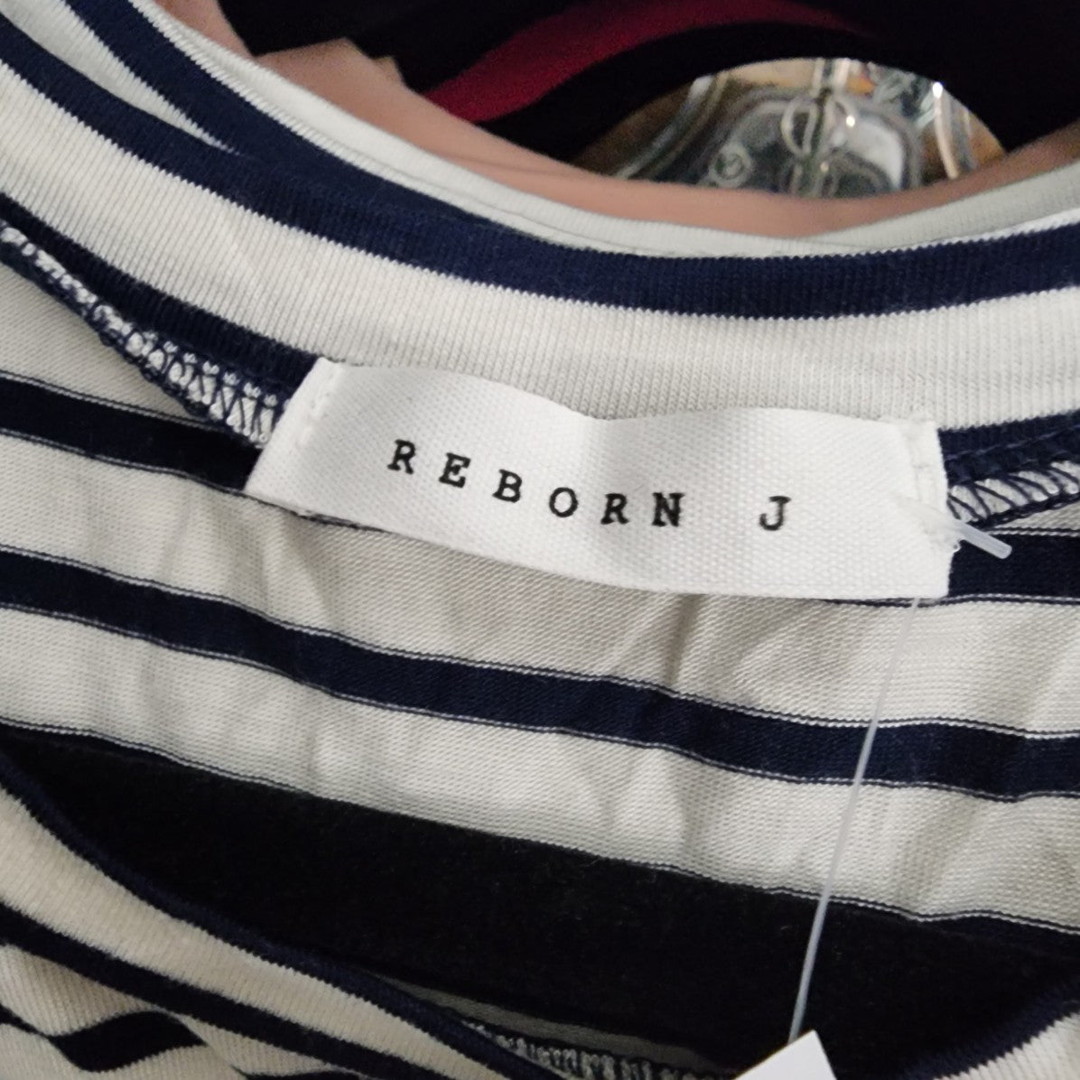 Reborn J White Striped Short Sleeve Tie Detail T-Shirt Size S