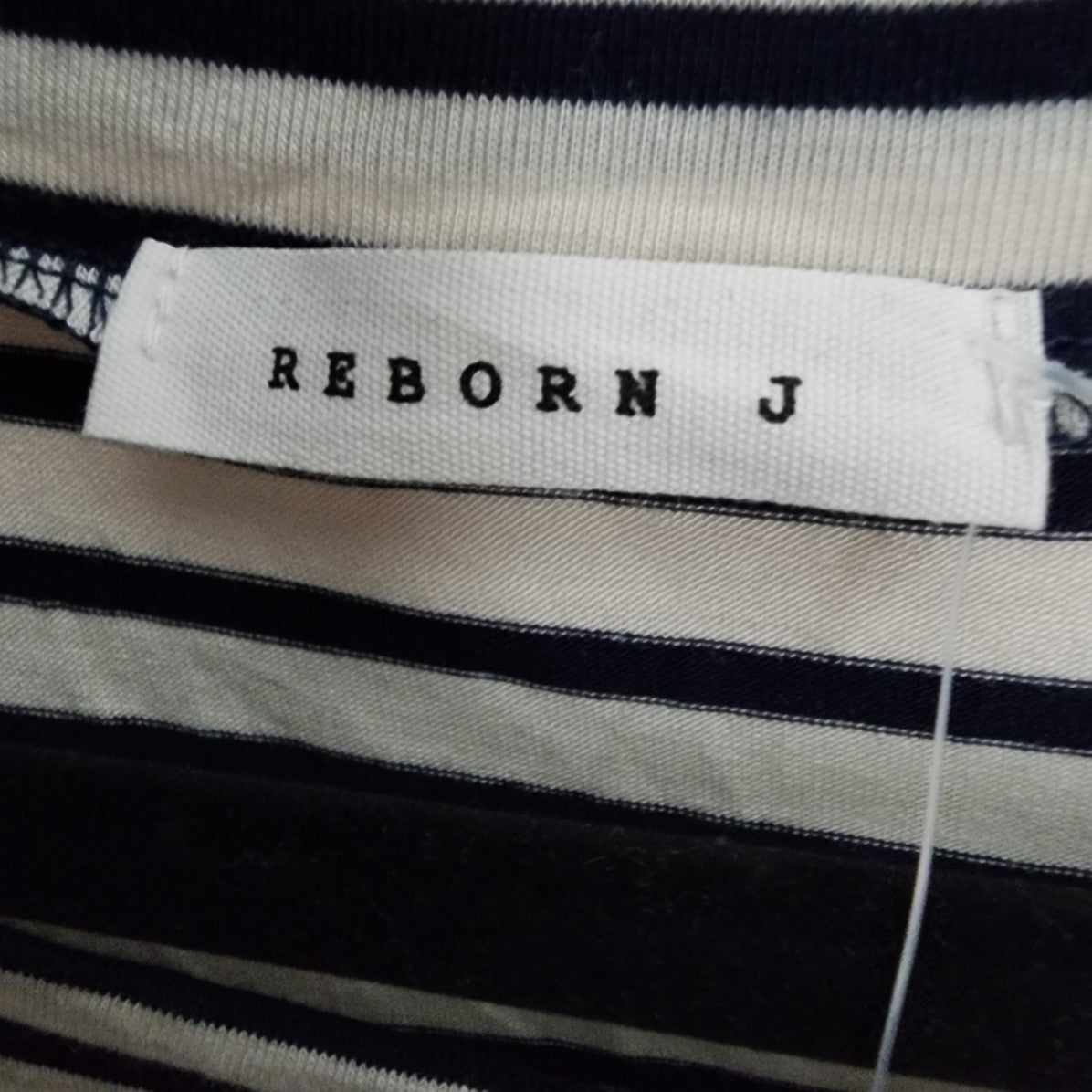 Reborn J White Striped Short Sleeve Tie Detail T-Shirt Size XL