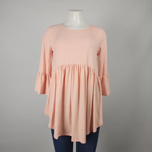 Reborn J Soft Pink Flare Sleeve Skirted Top Size L