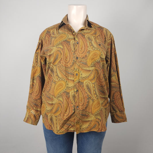 Vintage Christian Dior Brown Paisley Button Up Shirt Size M/L