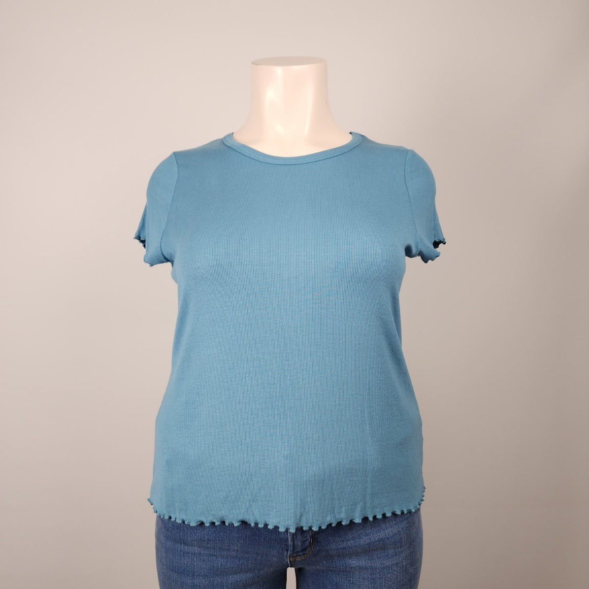 Grace & Lace Blue Ribbed T-Shirt Size XL