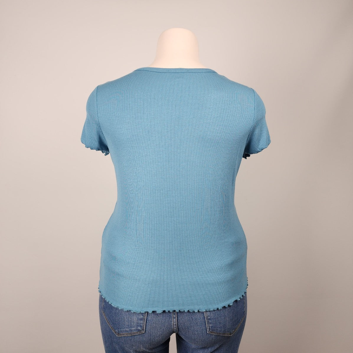 Grace & Lace Blue Ribbed T-Shirt Size XL