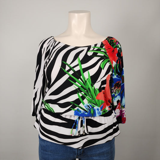 Joseph Ribkoff Tropical Print Top Size 12